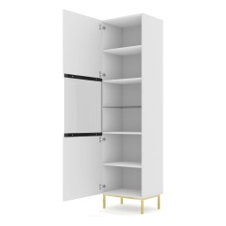 Витрина RAVENNA C 60 см, 1 дверь и 1 ящик, белый матовый с фасадом белым глянцем, золотая рама Витрина RAVENNA C 60 см, 1 дверь и 1 ящик, белый матовый с фасадом белым глянцем, золотая рама