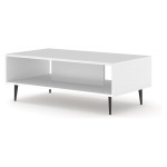 RAVENNA C coffee table 90 cm, white mat with white gloss fronts, black legs