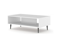 RAVENNA C coffee table 90 cm, white mat with white gloss fronts, black legs