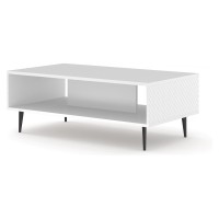 RAVENNA C coffee table 90 cm, white mat with white gloss fronts, black legs