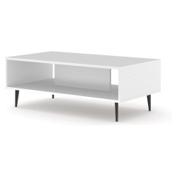 RAVENNA C coffee table 90 cm, white mat with white gloss fronts, black legs