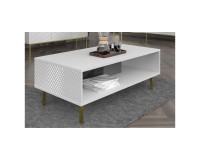 RAVENNA C coffee table 90 cm, white mat with white gloss fronts, black legs