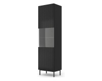 Витрина RAVENNA C 60 см, 1 дверь и 1 ящик, чёрный матовый с фасадом чёрным глянцем, золотая рама Витрина RAVENNA C 60 см, 1 дверь и 1 ящик, чёрный матовый с фасадом чёрным глянцем, золотая рама