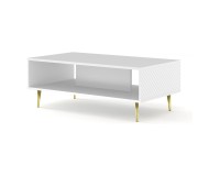 RAVENNA C coffee table 90 cm, white mat with white gloss fronts, gold legs