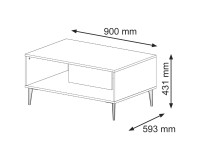 RAVENNA C coffee table 90 cm, white mat with white gloss fronts, gold legs