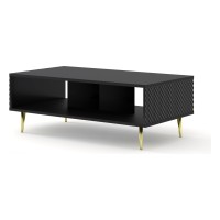 Coffee table RAVENNA C 90 cm, black mat with black gloss front, gold frame