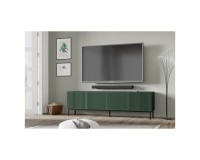 Тумба ТВ RAVENNA F 200 см, 4 двери, чёрный матовый с фасадом тёмно-зелёным, чёрная рама