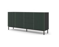 Chest of drawers RAVENNA F 200 cm, 3 doors and 3 drawers, black mat with dark green front, gold frame Chest of drawers RAVENNA F 200 cm, 3 doors and 3 drawers, black mat with dark green front, gold frame