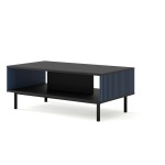 Coffee table RAVENNA F 90 cm, black mat with navy blue front, gold frame