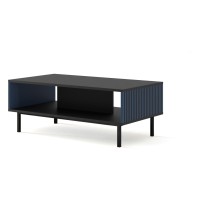 Coffee table RAVENNA F 90 cm, black mat with navy blue front, gold frame