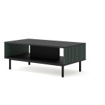 Coffee table RAVENNA F 90 cm, black mat with dark green front, gold frame