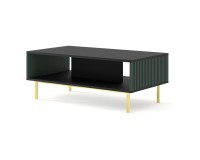 Coffee table RAVENNA F 90 cm, black mat with dark green front, gold frame
