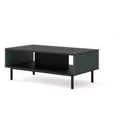 Coffee table RAVENNA F 90 cm, black mat with dark green front, gold frame