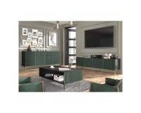 Coffee table RAVENNA F 90 cm, black mat with dark green front, gold frame
