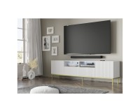Тумба ТВ RAVENNA CK 200 см, 2 двери и 2 ящика, белый с фасадом белым матовым, золотая рама