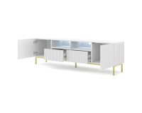 Тумба ТВ RAVENNA CK 200 см, 2 двери и 2 ящика, белый с фасадом белым матовым, золотая рама