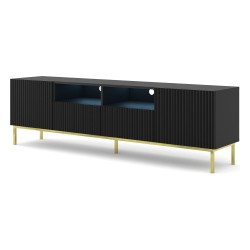 מזנון טלוויזיה RAVENNA CK 200, 2 דלתות ו 2 מגירות, שחור מט, מסגרת זהב