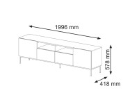 מזנון טלוויזיה RAVENNA CK 200, 2 דלתות ו 2 מגירות, שחור מט עם חזית כחול, מסגרת זהב