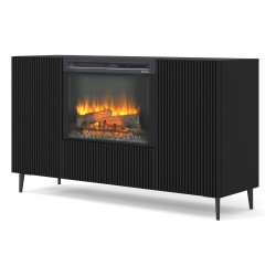 Sideboard with fireplace RAVENNA B 147 cm, black
