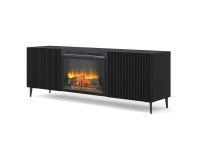 TV unit with fireplace RAVENNA B 177 cm, black