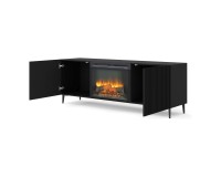 TV unit with fireplace RAVENNA B 177 cm, black