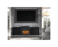 TV unit with fireplace RAVENNA B 177 cm, black
