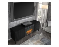 TV unit with fireplace RAVENNA B 177 cm, black