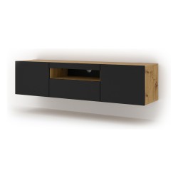 מזנון טלוויזיה AURA 150, אלון ארטיסן עם חזית שחור מט