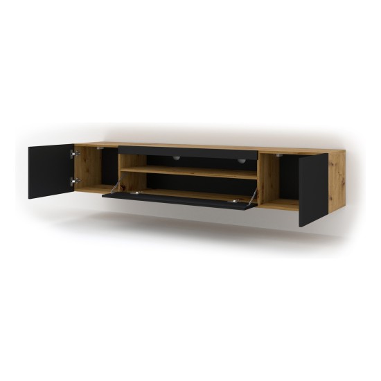 TV unit AURA 200 cm, artisan eiche with black mat front
