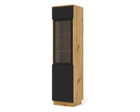 Display cabinet AURA 37 cm, 1 door and 1 drawer, artisan oak with black mat front Display cabinet AURA 37 cm, 1 door and 1 drawer, artisan oak with black mat front