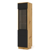 Display cabinet AURA 37 cm, 1 door and 1 drawer, artisan oak with black mat front