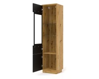 Display cabinet AURA 37 cm, 1 door and 1 drawer, artisan oak with black mat front Display cabinet AURA 37 cm, 1 door and 1 drawer, artisan oak with black mat front