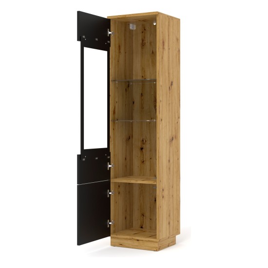 Display cabinet AURA 37 cm, 1 door and 1 drawer, artisan oak with black mat front Display cabinet AURA 37 cm, 1 door and 1 drawer, artisan oak with black mat front