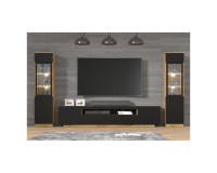 Витрина AURA 37 см, 1 дверь и 1 ящик, дуб артисан с фасадом чёрным матовым
