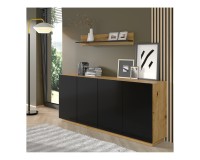 מדף קיר AURA 150, אלון ארטיסן עם שחור מט מדף קיר AURA 150, אלון ארטיסן עם שחור מט