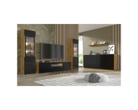 Chest of drawers AURA 198 cm, 4 doors, artisan oak with black mat front Chest of drawers AURA 198 cm, 4 doors, artisan oak with black mat front