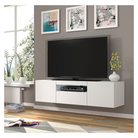 מזנון טלוויזיה AURA 150, לבן מט, עם תאורה מזנון טלוויזיה AURA 150, לבן מט, עם תאורה
