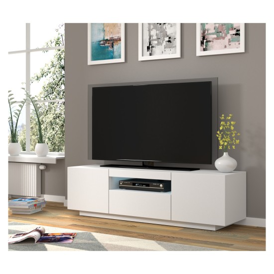 מזנון טלוויזיה AURA 150, לבן מט, עם תאורה מזנון טלוויזיה AURA 150, לבן מט, עם תאורה