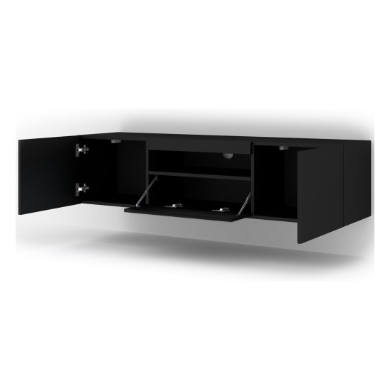 Тумба ТВ AURA 150 см, чёрный матовый, с подсветкой