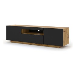מזנון טלוויזיה AURA 150, אלון ארטיסן עם חזית שחור מט, עם תאורה מזנון טלוויזיה AURA 150, אלון ארטיסן עם חזית שחור מט, עם תאורה