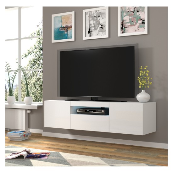 מזנון טלוויזיה AURA 150, לבן מט עם חזית לבן מבריק מזנון טלוויזיה AURA 150, לבן מט עם חזית לבן מבריק