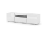 מזנון טלוויזיה AURA 150, לבן מט עם חזית לבן מבריק, עם תאורה