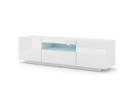 מזנון טלוויזיה AURA 150, לבן מט עם חזית לבן מבריק, עם תאורה