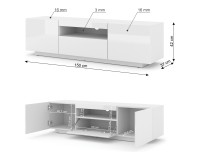 מזנון טלוויזיה AURA 150, לבן מט עם חזית לבן מבריק, עם תאורה מזנון טלוויזיה AURA 150, לבן מט עם חזית לבן מבריק, עם תאורה