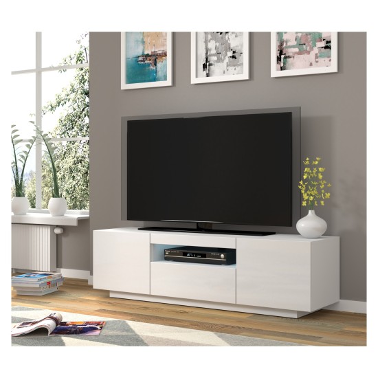 מזנון טלוויזיה AURA 150, לבן מט עם חזית לבן מבריק, עם תאורה מזנון טלוויזיה AURA 150, לבן מט עם חזית לבן מבריק, עם תאורה
