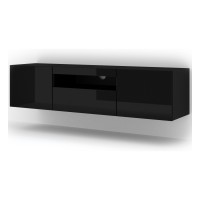 TV unit AURA 150 cm, black mat with black gloss front
