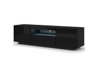 TV unit AURA 150 cm, black mat with black gloss front TV unit AURA 150 cm, black mat with black gloss front