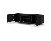 Тумба ТВ AURA 150 см, чёрный матовый с фасадом чёрным глянцем, с подсветкой