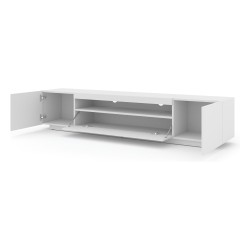 TV unit AURA 200 cm, white mat, with LED