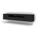 TV unit AURA 200 cm, black mat, with LED